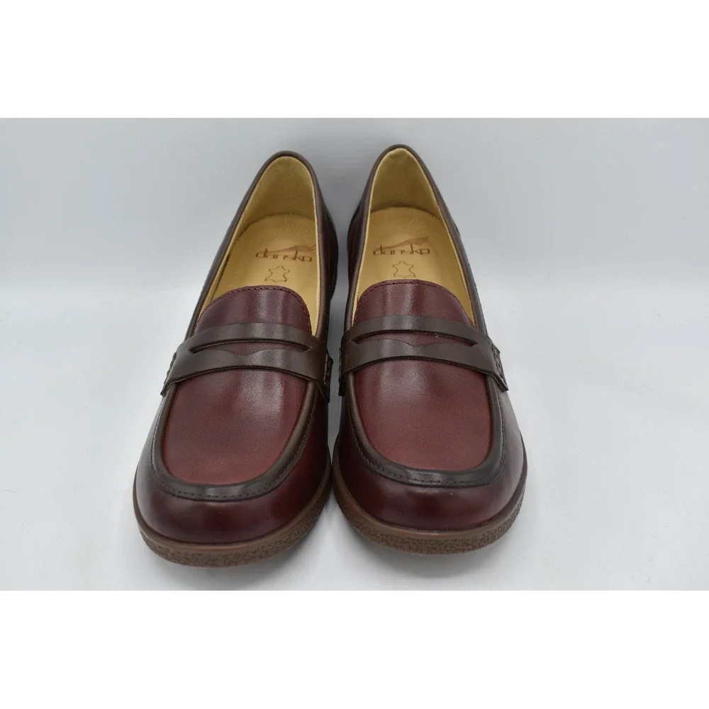 Dansko EU 38 Danica Burnished Plum Chocolate Leather Waterproof Loafers Shoes